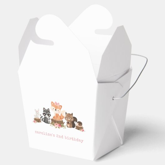 ガールウッドランド動物ピンクフローラ誕生日パーティー フェイバーボックス (オープン)