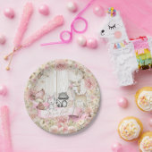 ガールウッドランド動物ベビーシャワー紙プレート ペーパープレート (パーティー)