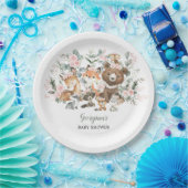 ガールウッドランド動物ユーカリバラ赤ちゃんシャワー ペーパープレート (パーティー)