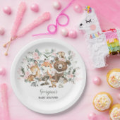 ガールウッドランド動物ユーカリバラ赤ちゃんシャワー ペーパープレート (パーティー)