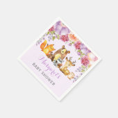 ガールウッドランド動物紫色のフローラ赤ちゃんシャワー スタンダードカクテルナプキン (角)