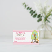 ガールウッドランド動物赤ちゃんシャワーおむつラッフル エンクロージャーカード (スタンド正面)