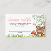 ガールウッドランド赤ちゃんシャワーおむつラッフル エンクロージャーカード (正面)