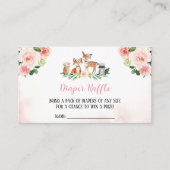 ガールウッドランド赤ちゃんシャワーおむつラッフル 名刺 (正面)