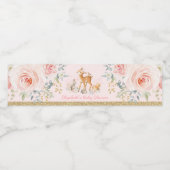 ガールウッドランド赤面ピンク金ゴールドフローラベビーシャワー ペットボトルラベル (シングルラベル)