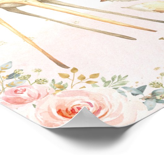 ガールウッドランド1stバースデーサムプリントのゲストブック ポスター (角)