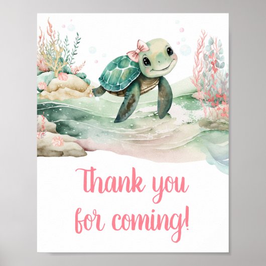 ガールウミガメ赤ちゃんシャワーありがとうござ来う ポスター (正面)