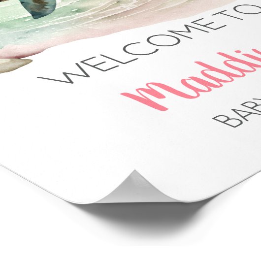 ガールウミガメ赤ちゃんシャワーへようこそ ポスター (角)