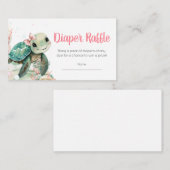 ガールウミガメ赤ちゃんシャワーオムツラッフル エンクロージャーカード (正面/裏面)