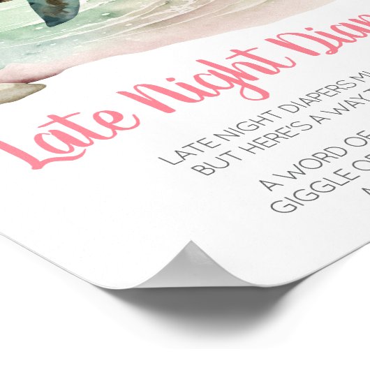 ガールウミガメ赤ちゃんシャワー深夜おむつ ポスター (角)