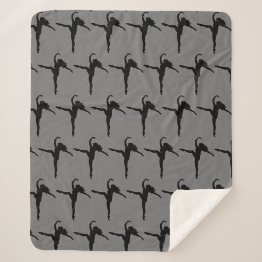 ガールウーマンバレエダンスシルエットブラックグレー シェルパブランケット (正面)