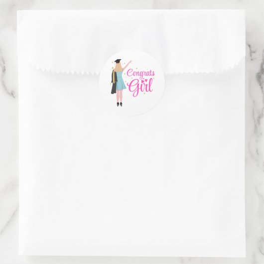 ガールエクシデーションおめでとうデザイン ラウンドシール (バッグ)