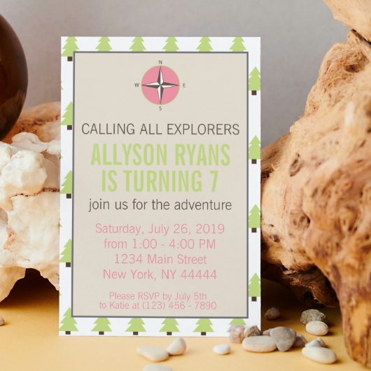 ガールエクスプローラー、自然、グランプアドベンチャー誕生日 招待状