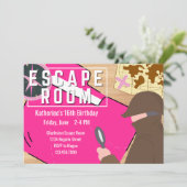 ガールエスケープルームパーティースチームパンクミステリー誕生日 招待状 (スタンド正面)