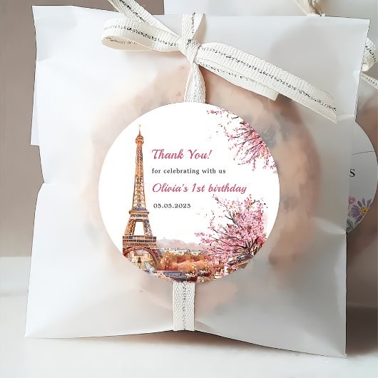 ガールエッフェルタワーパリ1st誕生日パーティー フェイバータグ