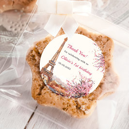 ガールエッフェルタワーパリ1st誕生日パーティー ラウンドシール