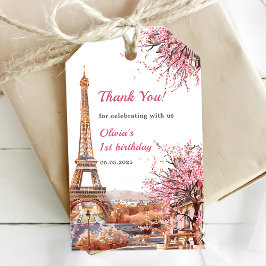 ガールエッフェルタワーパリ1st誕生日 ギフトタグ