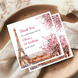 ガールエッフェルタワーパリ1st誕生日 スタンダードカクテルナプキン