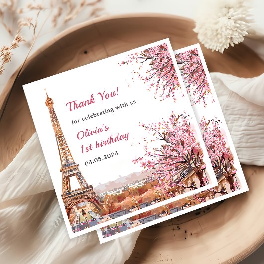 ガールエッフェルタワーパリ1st誕生日 スタンダードカクテルナプキン