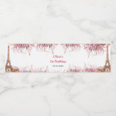 ガールエッフェルタワーパリ1st誕生日 ペットボトルラベル (シングルラベル)