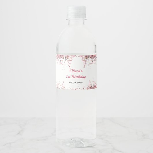 ガールエッフェルタワーパリ1st誕生日 ペットボトルラベル (正面)