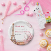 ガールエッフェルタワーパリ1st誕生日 ペーパープレート (パーティー)