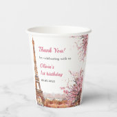 ガールエッフェルタワーパリ1st誕生日 紙コップ (裏面)