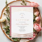 ガールエレガントバプテスマバラ金ゴールド 箔招待状