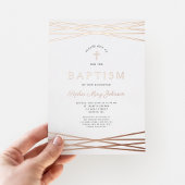 ガールエレガントバプテスマバラ金ゴールド 箔招待状