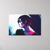 ガールエレガントファッションサイバーパンクエステティックネオンアート キャンバスプリント (正面)
