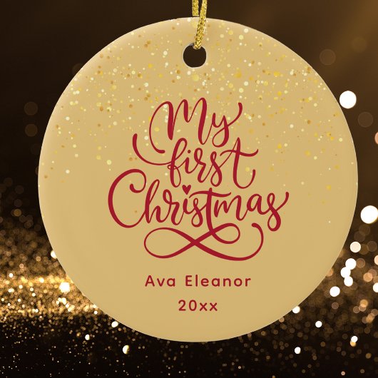 ガールエレガントベビー初めてのクリスマス名前をカスタムする セラミックオーナメント