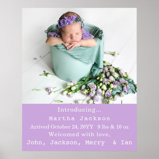 ガールエレガント誕生子供部屋新生児写真 ポスター (正面)