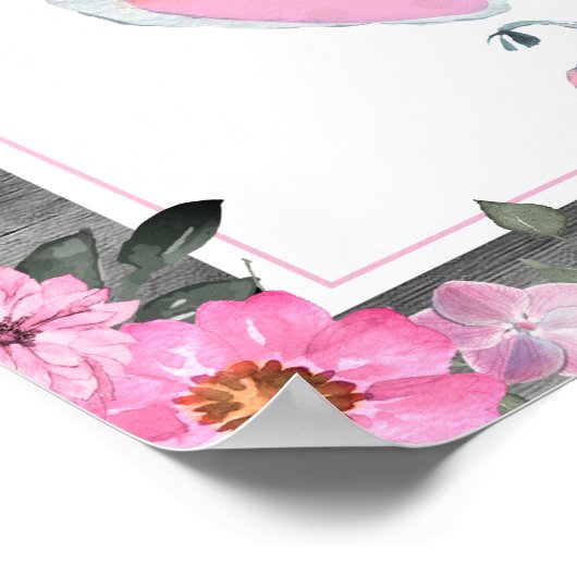 ガールエレファントおむつラッフルベビーシャワーゲームサイン ポスター (角)