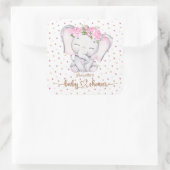 ガールエレファントウォーター色ベビーシャワー スクエアシール (バッグ)