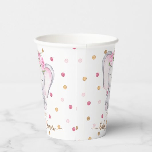 ガールエレファントウォーター色ベビーシャワー 紙コップ (右)