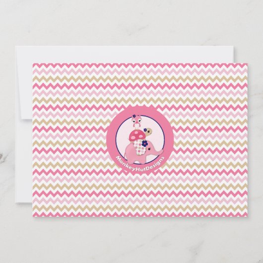 ガールエレファントエリーベビーシャワー招待状 招待状 (裏面)