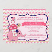 ガールエレファントエリーベビーシャワー招待状 招待状 (正面/裏面)