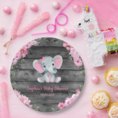 ガールエレファントシャワーフローラピンク紙ナプキンス ペーパープレート (パーティー)