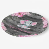 ガールエレファントシャワーフローラピンク紙ナプキンス ペーパープレート (アングル)