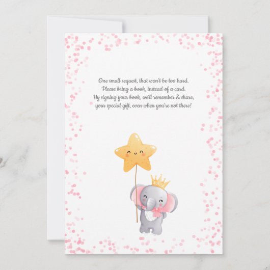 ガールエレファントスウィートリトルピーナッツベビーシャワー 招待状 (裏面)