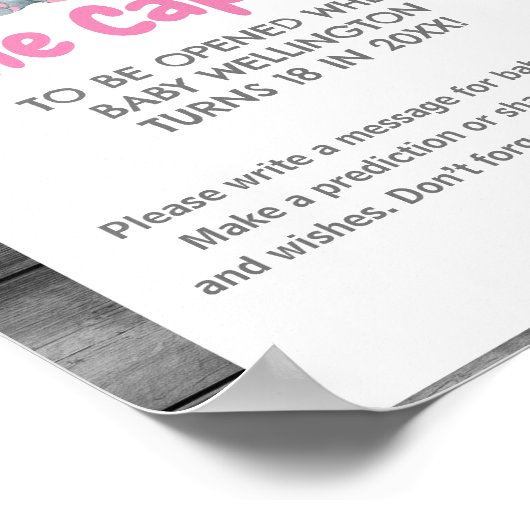 ガールエレファントタイムカプセル赤ちゃんシャワーサイン ポスター (角)