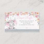 ガールエレファントダイヤモンドおむつラッフルベビーシャワー エンクロージャーカード (正面)