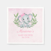 ガールエレファントトロピカルサマーフローラベビーシャワー スタンダードカクテルナプキン (正面)