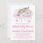 ガールエレファントバーチャルベビーシャワー招待状 招待状 (正面)