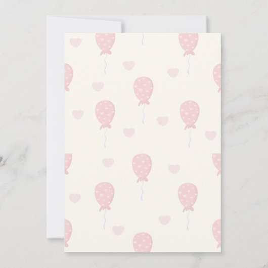 ガールエレファントピンク水彩赤ちゃんシャワー 招待状 (裏面)