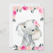 ガールエレファントフローラピンクロ素朴ーズ 招待状 (裏面)