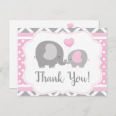 ガールエレファントベビーシャワーありがとうはがき ポストカード (正面/裏面)