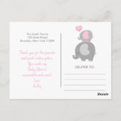 ガールエレファントベビーシャワーありがとうはがき ポストカード (裏面)