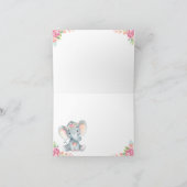 ガールエレファントベビーシャワーありがとう ノートカード (内部)