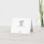 ガールエレファントベビーシャワーありがとう ノートカード (裏面)